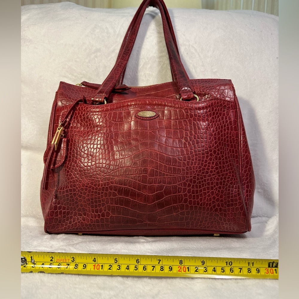 Tahari red crocodile tote